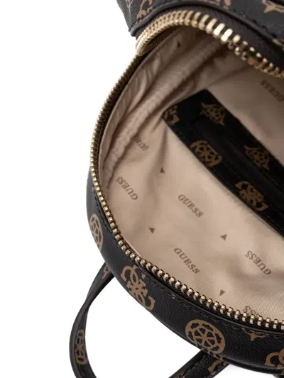Guess Usa Monogram-pattern Zip-around Backpack In Black