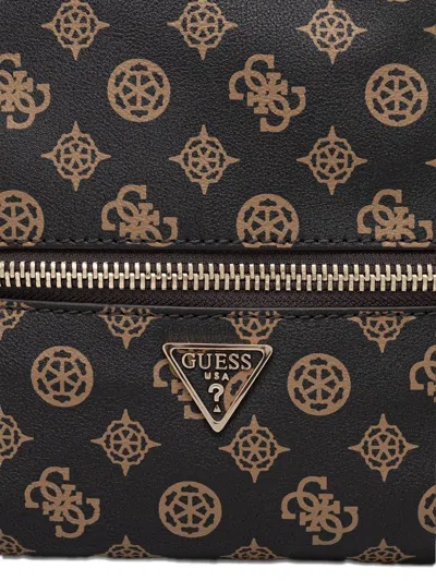 Guess Usa Monogram-pattern Zip-around Backpack In Black
