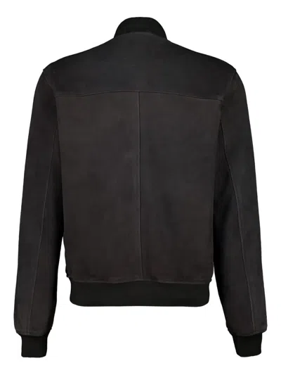 Frescobol Carioca Vincente Suede Bomber Jacket In Black