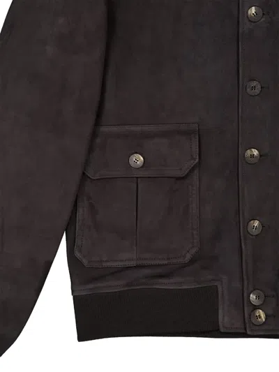 Frescobol Carioca Vincente Suede Bomber Jacket In Black