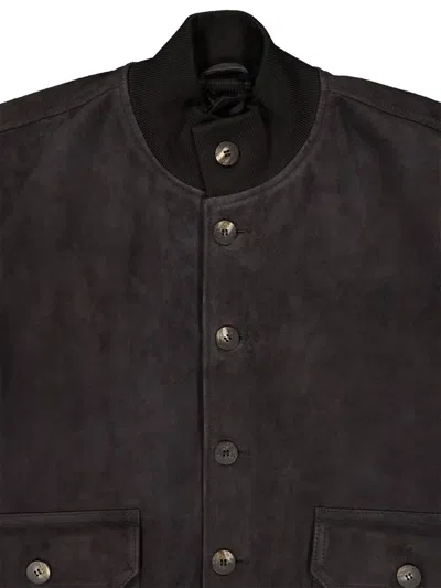 Frescobol Carioca Vincente Suede Bomber Jacket In Black