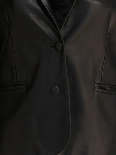 Semper Buttoned Leather Blazer In Black