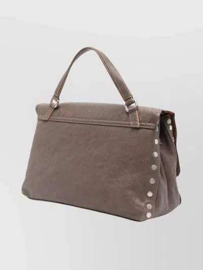 Zanellato Mini Leather Handbag Adjustable Strap In Gray