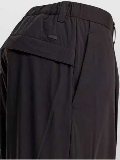Herno Utility Trousers With Elastic Waistband And Pockets In Black