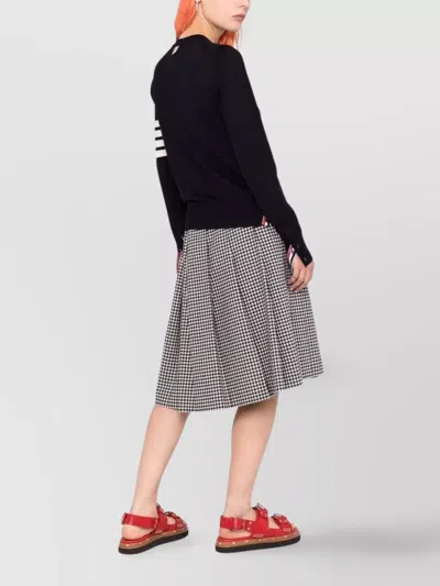 Thom Browne Long Sleeve Wool Sweater With Contrasting Stripe Detail In Black