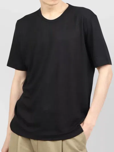 Lardini Round Neck Short Sleeve Fitted T-shirt In Black