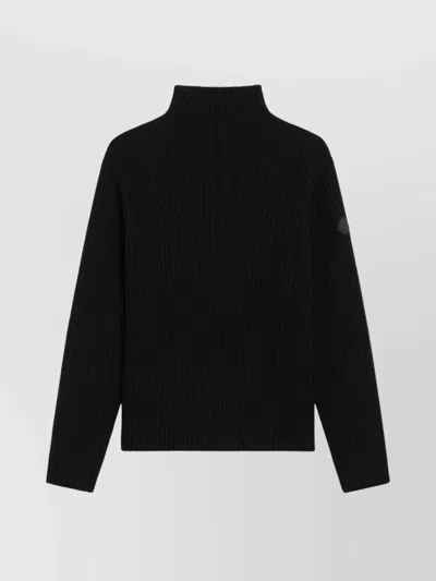 Moncler Cashmere And Wool Turtleneck Long Sleeve Top In Black