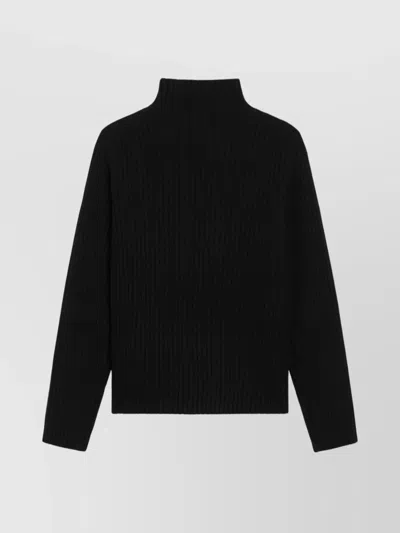 Moncler Cashmere And Wool Turtleneck Long Sleeve Top In Black