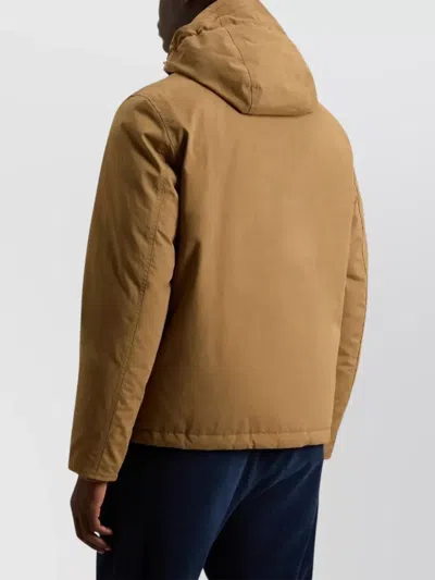 Woolrich Padded Brown Jacket With Adjustable Hood In Multi