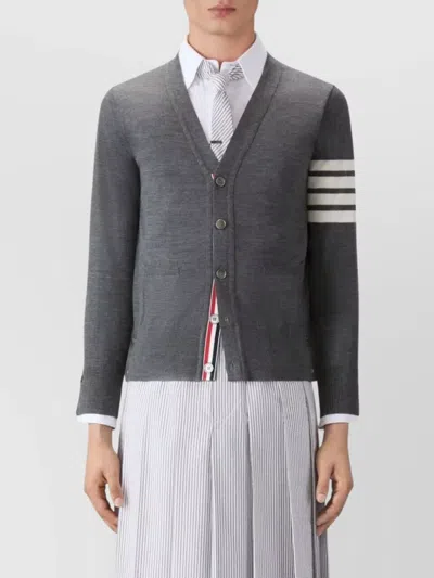 Thom Browne Classic V Neck Cardigan In Fine Merino Wool With 4 Bar Stripes Clothing In Multi