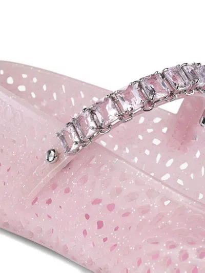 Jimmy Choo The Jelly Glitter Crystal-strap Ballerina Flats In Pink