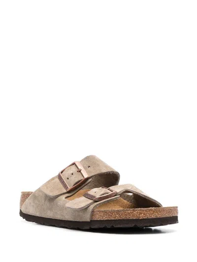 Birkenstock Arizona Suede Leather Sandals In Neutral