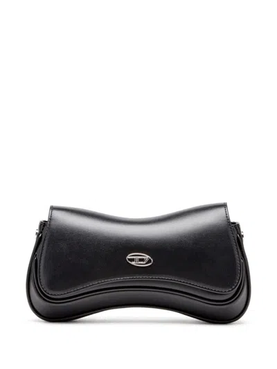 Diesel Curved Silhouette Clutch With Adjustable Strap In Black