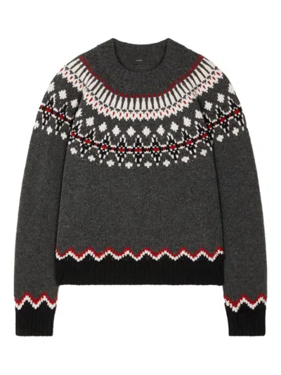 Alanui Wool Crewneck Sweater With Geometric Pattern In Animal Print