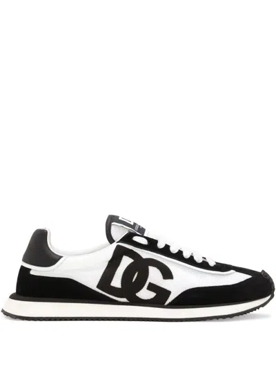 Dolce & Gabbana Mixed-material Dg Cushion Sneakers In Black