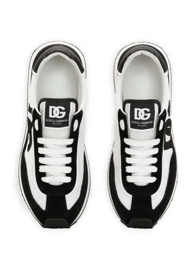 Dolce & Gabbana Mixed-material Dg Cushion Sneakers In Black