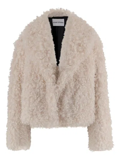 Stand Studio Smara Faux Fur Jacket In White