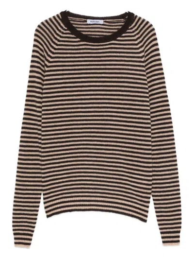 Base Striped Wool Sweater In Brown