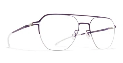 Mykita Navy Clear Steel Glasses In Metallic