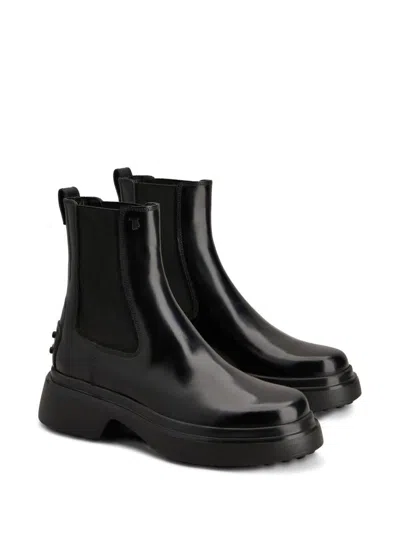 Tod's Chunky Sole Ankle Boots With Elastic Panels In Black