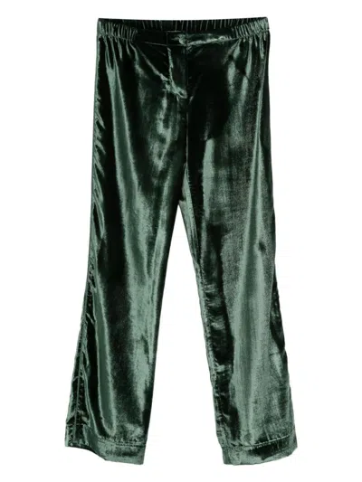 F.r.s For Restless Sleepers For Restless Sleepers Velvet High-waisted Trousers In Green
