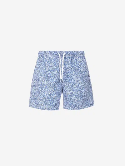 Fedeli Floral Print Swimsuit In Blue