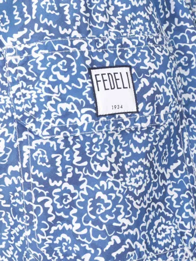 Fedeli Floral Print Swimsuit In Blue
