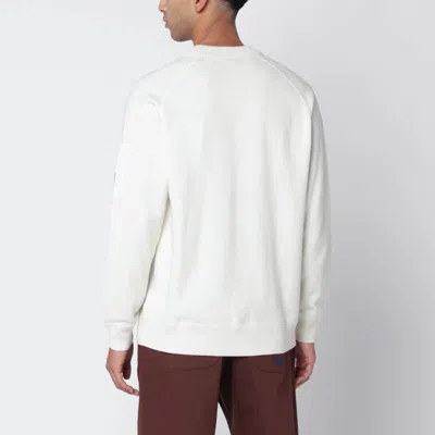 C.p. Company Timeless Crew Neck Sweater With Iconic Lens Detail In White