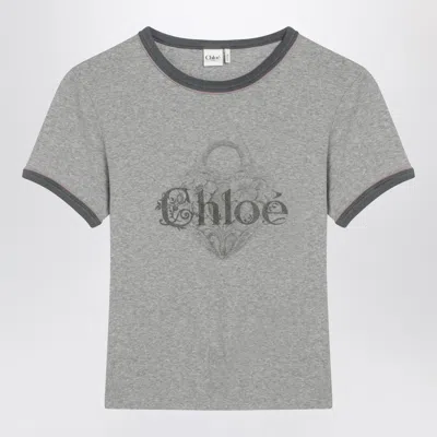 Chloé Logo Print Slim T-shirt In Multi