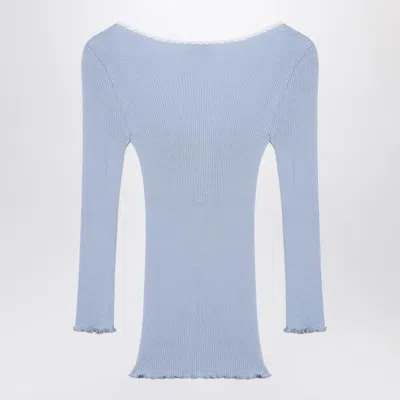 Chloé Light Blue Fitted Cotton Cardigan Women In Gray