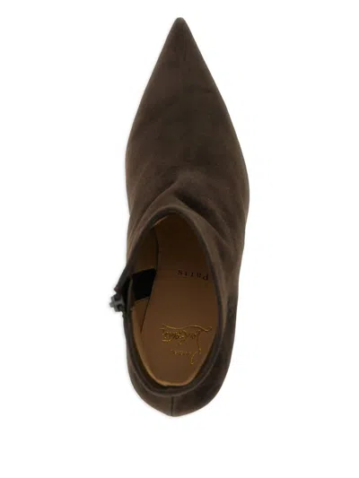 Christian Louboutin Miss Z 80 Suede Ankle Boots In Brown