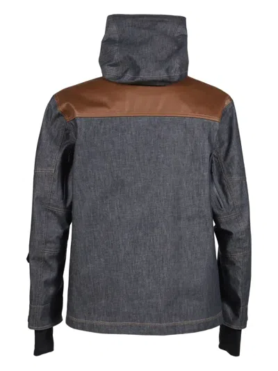 Moncler Denim Ski Jacket With Hood And Pockets In Gray