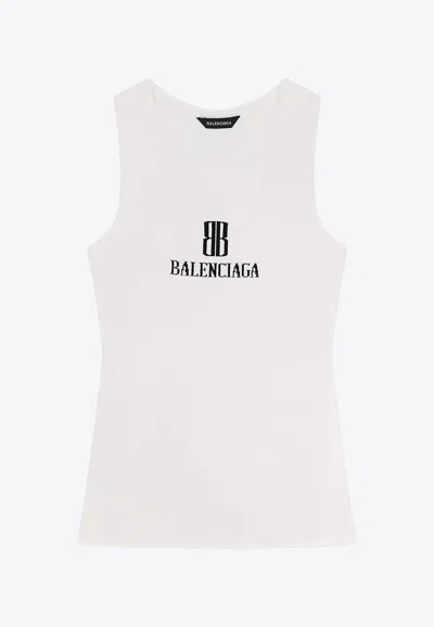 Balenciaga White Nano Bb Tank Top In White