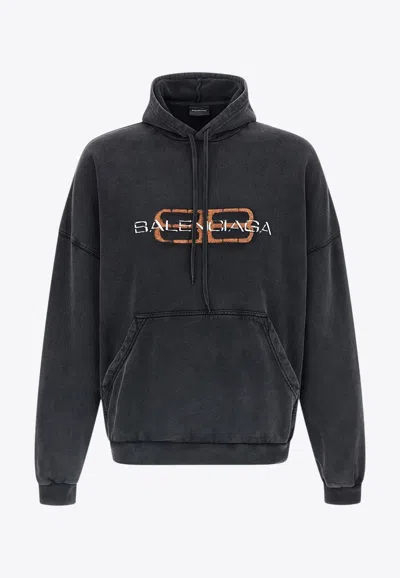Balenciaga Hooded Sweatshirt Featuring Kangaroo Pocket In Black