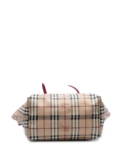 Pre-owned Burberry 2000-2017 Medium Haymarket Check Coated Canvas Salisbury Tote Bag In Brown