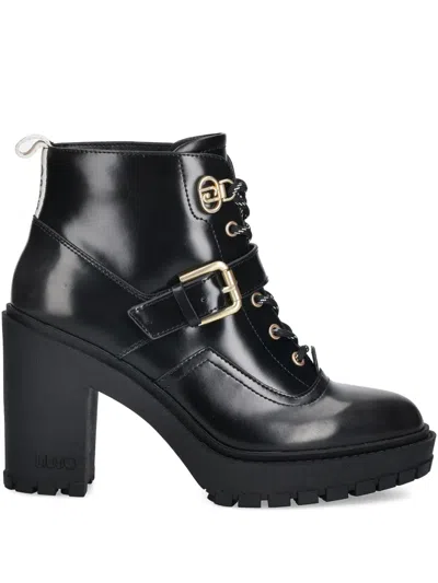Liu •jo 100mm Leather Ankle Boots In Black