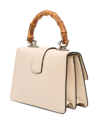 Pre-owned Gucci 2016-2025 Mini Leather Bamboo Dionysus Web Satchel In White