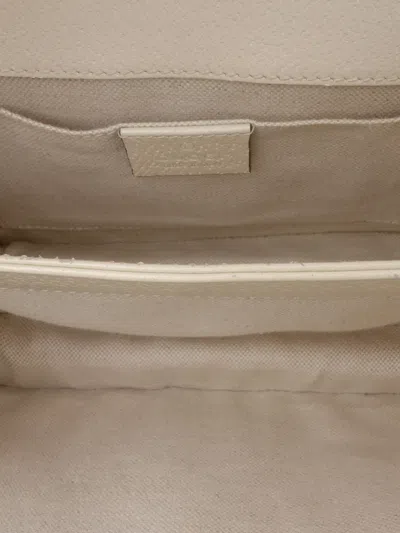 Pre-owned Gucci 2016-2025 Mini Leather Bamboo Dionysus Web Satchel In White