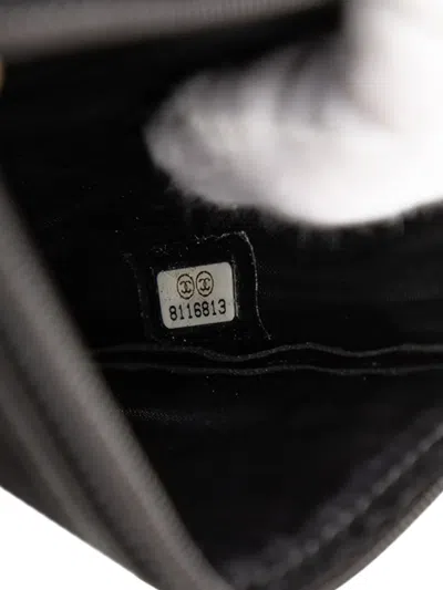 Pre-owned Chanel 2003-2004 Cc Chocolate Bar Patent Wristlet Wallet Long Wallets In Black