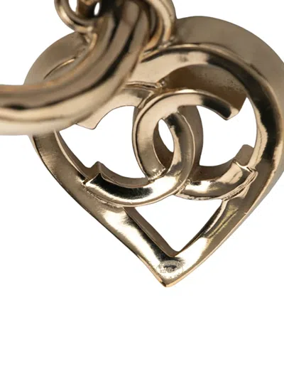 Pre-owned Chanel 2022 Gold Plated Cc Heart Coco In Love Hoop Push Back Earrings Costume Earrings