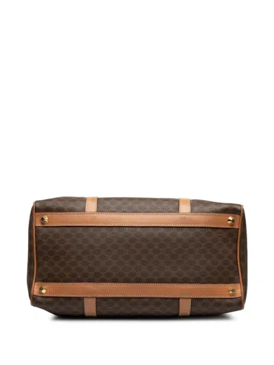 Pre-owned Celine 2012 Macadam Coated Canvas Boston Bag In Brown