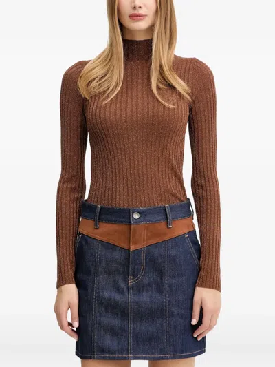 Liu •jo High-neck Top In Brown