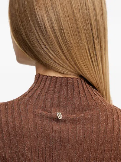 Liu •jo High-neck Top In Brown