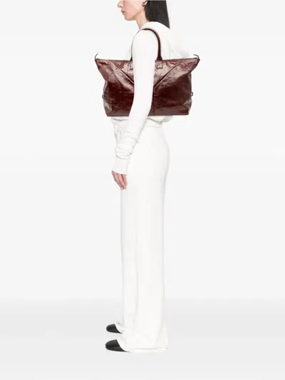 Pre-owned Saint Laurent 2000-2012 Medium Textured Patent Easy Y Tote Bag In Red