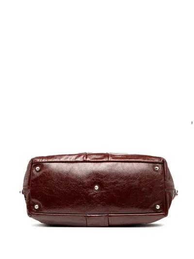 Pre-owned Saint Laurent 2000-2012 Medium Textured Patent Easy Y Tote Bag In Red