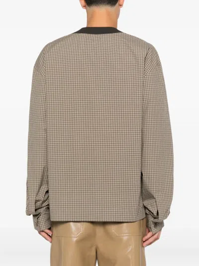 Nanushka Checked V-neck Top In Brown