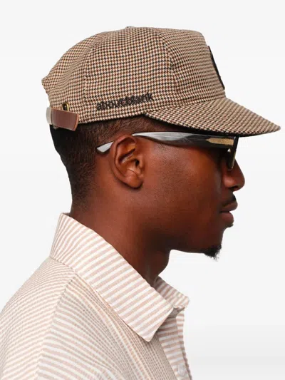 经典印花千鸟格纹图案棒球帽