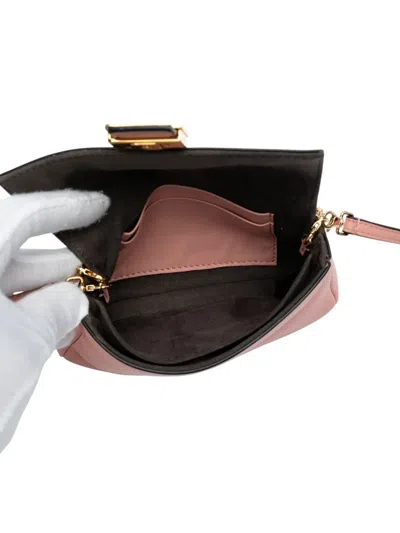 Pre-owned Fendi 2010-2025 Micro Nappa Baguette Satchel In Pink