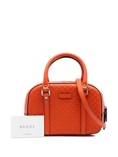 Pre-owned Gucci 2016-2025 Small Microssima Bree Satchel In Orange