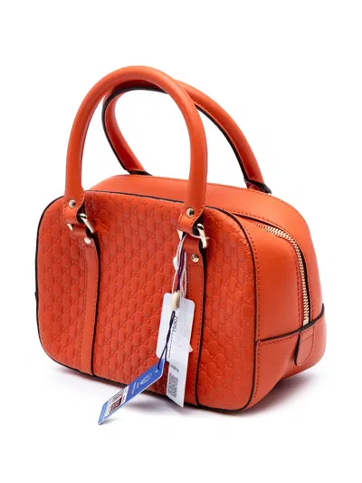 Pre-owned Gucci 2016-2025 Small Microssima Bree Satchel In Orange
